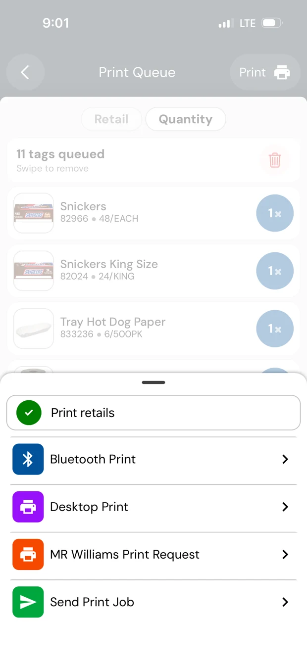 Fusion shelf tag output options