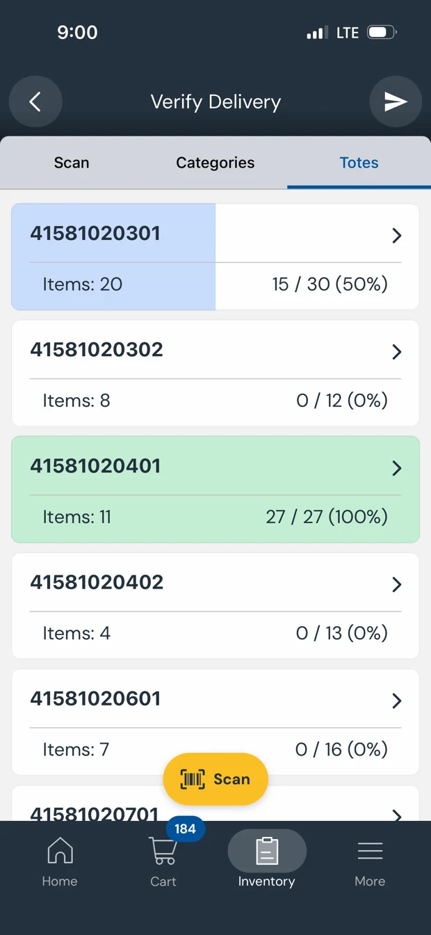 Fusion delivery verification screen