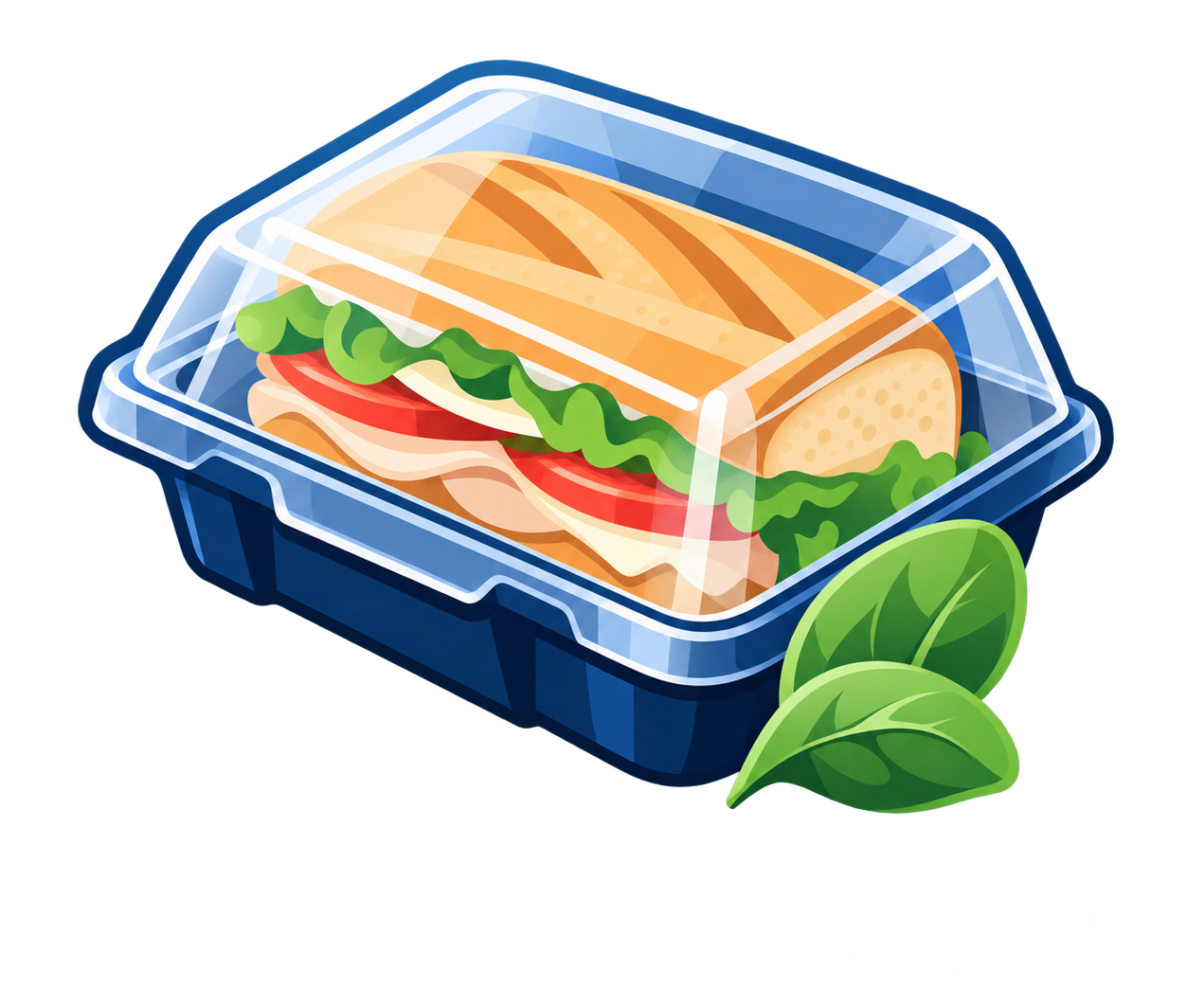 Illustration of a packaged freshly prepared grab-and-go sandwich